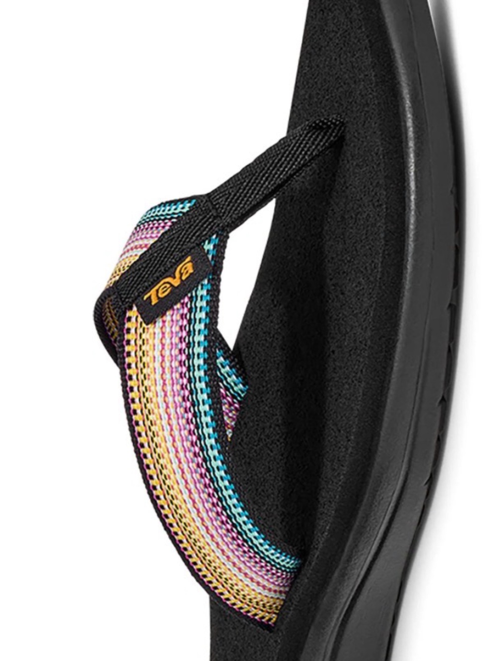 Teva Women's Black Sandals with Multicolor Striped Webbing